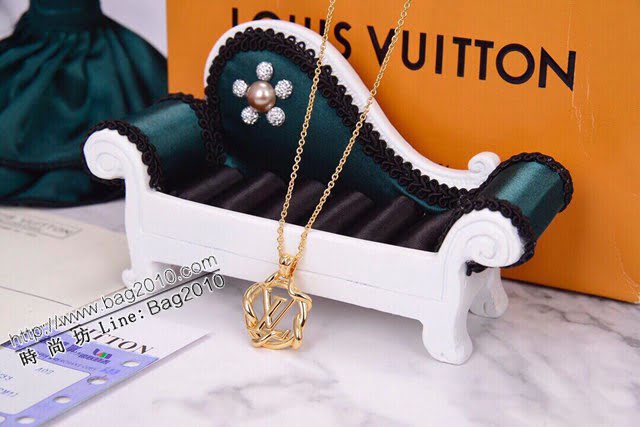 Louis Vuitton新款飾品 路易威登字母項鏈 LV圓形字母線條鎖骨鏈  zglv2215